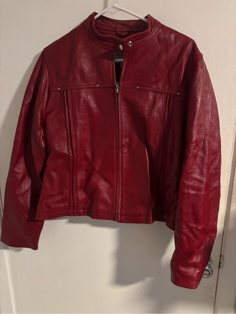 Wilsons Leather Maxima Red Genuine Leather Moto Jacket Women’s XL